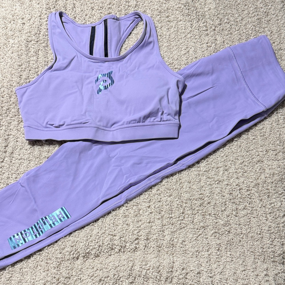 Peloton Lavender Purple Leggings and Sports Bra Set